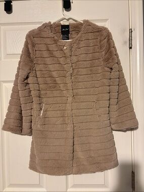 Me Jane Taupe Faux Fur Teddy Coat